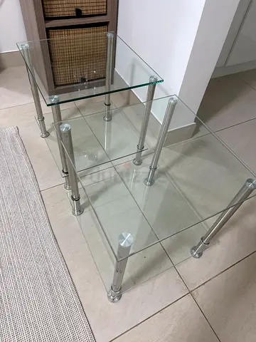 Set of 3 Glass Nesting Side Tables with Chrome Legs