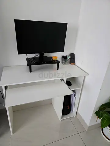 White Desk with Black Office Chair