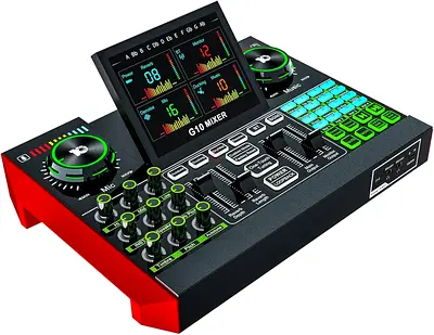 G10 DJ Audio Mixer, Podcast Equipment Live Sound Card for Streaming, Audio Interface DJ