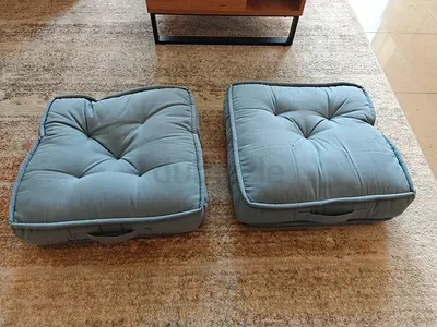 Pair of floor/seat cushions with handles - light blue, gently used