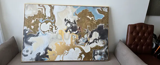 Large Abstract Modern Wall Art Canvas with Gold Accents size 153×102
