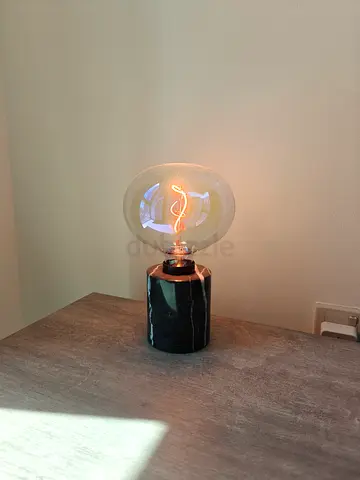 Marble Base Table Lamp with Vintage Filament Bulb