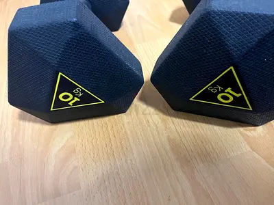 Pair of 10 kg Hex Dumbbells — Rubber Coated