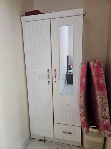 White 2-door Wardrobe with Mirror - Good Condition