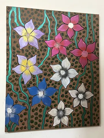 Hand-painted Floral Canvas Artwork — Decorative Wall Hanging