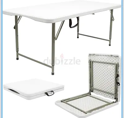 Portable Folding Plastic Table - 4ft, White