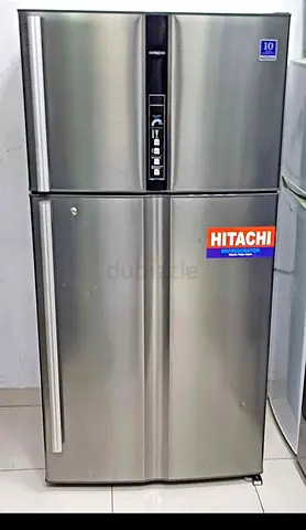 Hitachi 2-Door Stainless Steel Refrigerator - Good Working Condition