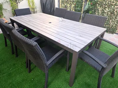 8-Seater Outdoor Rattan Dining Table with Chairs - brand New - excellent Condition