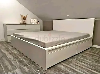 IKEA White MALM King Storage Bed with IKEA Mattress 180 x 200 cm
