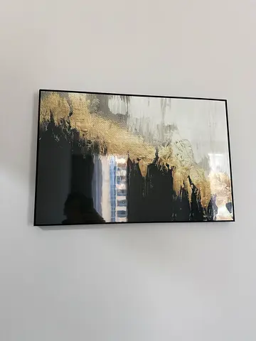 Framed Abstract Gold  Black Wall Art (Ready to Hang)