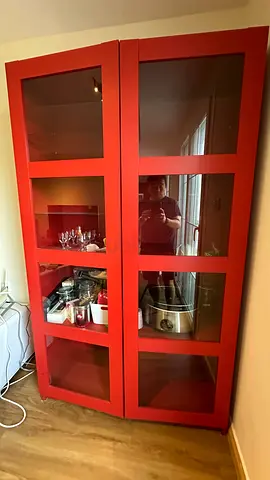 Red Glass Door Storage Cabinet