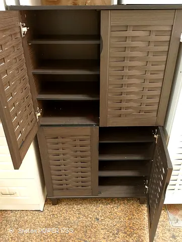 Brown Wooden Shoe Cabinet / Storage Cupboard - Good Condition