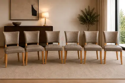 Timothy Oulton  Set of 6 Leather Dining Chairs from Marina Home