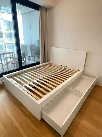 IKEA White MALM Double Storage Bed with IKEA Mattress 140 x 200 cm