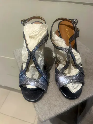 Emporio Armani Glitter Strappy Heels