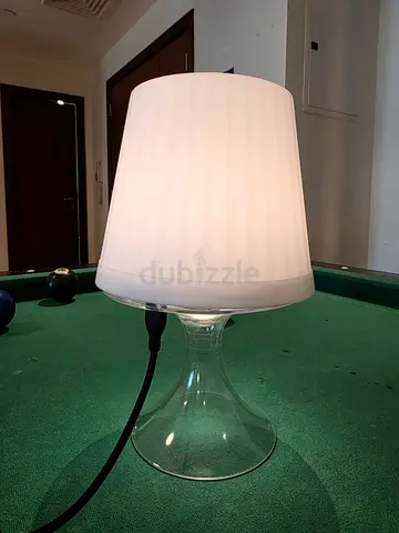 Clear Glass Table Lamp with White Fabric Shade