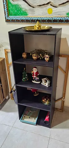 Tall Black Open Shelving Unit / Display Bookcase - Good Condition