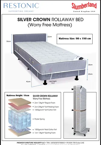 Upholstered single bed - hotel-grade