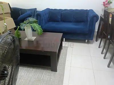 Blue Velvet 3-Seater Sofa - Good Condition