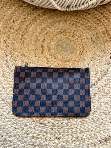 Brown checkered zip wallet / bag