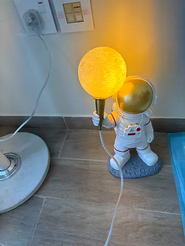 Astronaut Table Lamp with Moon Globe Light - Decorative Kids Room Lamp
