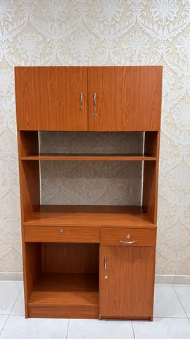 Wooden Study/Computer Desk with Overhead Cabinet and Drawers