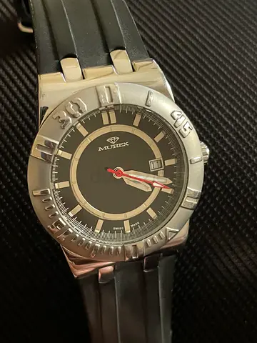 Murex Avenger mens wristwatch with black dial and rubber strap
