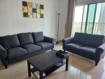 3+2 Seater Dark Grey Fabric Sofa Set