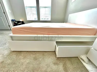 IKEA White Bed with mattress- Queen Size