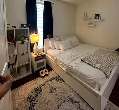White storage bed with mattress in good condition - king  size