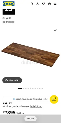 KARLBY Worktop, walnut/veneer, 246x3.8 cm