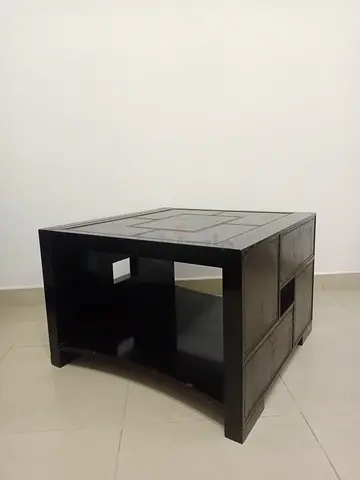 Solid Black Wooden Coffee Table with Storage