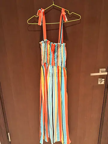 Girls kids dress with tie sleeves multicolor size m