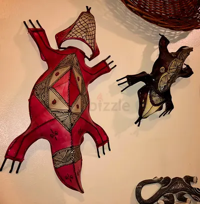 Handcrafted Leather Wall Decor Set — Tribal Animal Figures