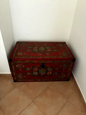 Hand-painted Vintage Wooden Storage Trunk / Chest