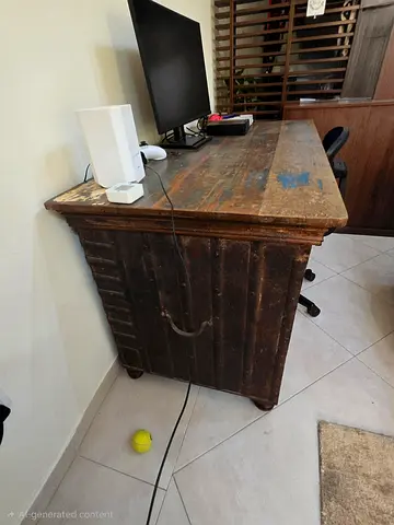 Vintage solid wood office desk / console table - rustic finish