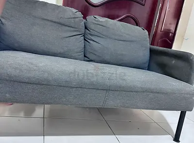 2-seater grey fabric sofa - good for small living room