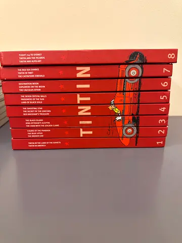 Tintin Classic European Illustrated Adventure Hardcover Set (8 Books, Complete)