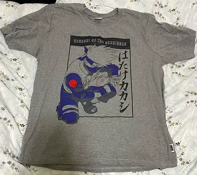 Anime manga Kakashi from Naruto shippuden t shirt grey xxl size unisex