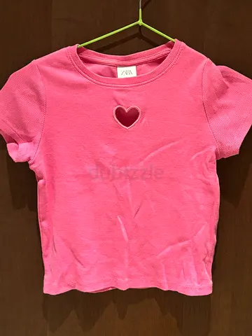 Pink Zara heart girls crop top size 11/12