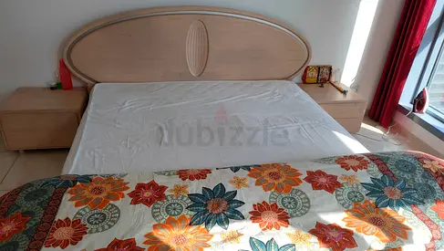 King size bed with king side mattress, 2 side table and dressing table