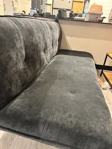 Grey velvet convertible sofa bed / futon in good condition