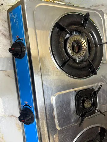 Used 3-Burner Stainless Steel Gas Hob (Impex) - Good Working Condition and Emirates Gas Cylinder