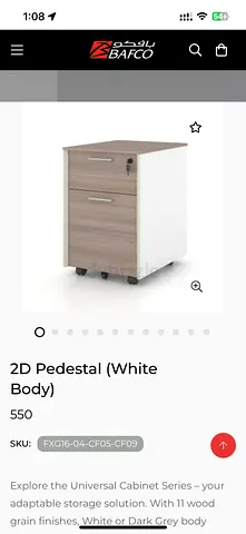 4 Drawer Mobile Pedestal Cabinet (White Body, Wood Grain Front)