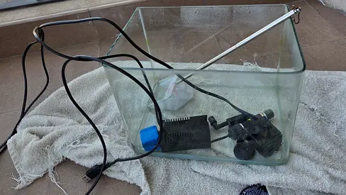 Small glass aquarium tank with filter and heater - used