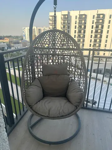 Wicker Hanging Egg Chair with Cushions - Good Condition