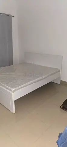 White Double Bed Frame with Mattress - Good Condition