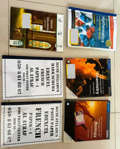 Set of IGCSE Textbooks: Mathematics, Chemistry, Biology, French  Islamic Education (used)