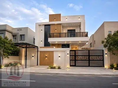 Villa for sale in Ajman, Al Yasmin area. 5 master bedrooms, living room, majlis, and maid's room. Freehold ownership for all nationalities. Bank finan