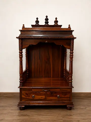 2 meter tall Wooden Pooja Mandir Temple Cabinet with Drawers